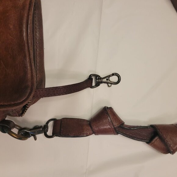 Frye Cameron Crossbody Distressed Merlot Wine Leather Purse Shoulder Bag - Picture 15 of 15